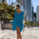 Sexy Cover Up Bikini Women Swimsuit Cover-up Beach Bathing Suit Beach Wear Knitting Swimwear Mesh Beach Dress Tunic Robe