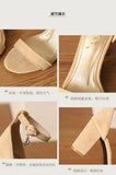 Beige Suede Ankle Strap Block Heel Sandals for Women, Round Open Toe with Rhinestone Accent, Multiple Colors Available