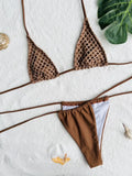 2026 Summer New Sexy Hollow Out Bikini 3 Piece Set Solid Spaghetti Strap Tops + Laced Upunderpants + Skirt Swimwear Swimsuit