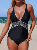 2026 V-neck Swimsuit Women One Piece Solid Printed Swimwear Female Sexy Bathers Bathing Swimming Swim Suit Beach Wear XL