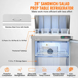 SucceBuy Stainless Steel Commercial Refrigerator Sandwich And Salad Prep Table