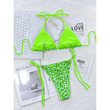 Sexy Leopard Printed Halter Brazilian Bikini Women Swimwear Female Swimsuit Two-Piece Bikini Set Bather Bathing Suit Swim V3681