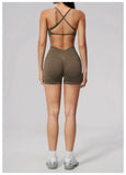 Seamless Yoga Excersize Sets Women Cross Back Sports Bra Tracksuit Workout Clothes High Waist Hip Lifting Shorts Fitness Suits