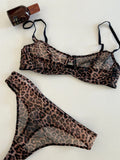 Seamless Leopard printed Bra Set See Through Sexy Lingerie Women Lace Underwear Attractive Intimate Sleepwear
