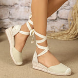 2026 Big Size 43 Summer Bohemian Espadrilles Sandals Women Ankle Wrap Gladiator Sandals 6CM Wedges Heels Platform Shoes Woman