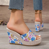 2026 New Women Shoes Fashion Shoes Casual Flip Flops Summer  Print Peep Toe Wedge Slippers