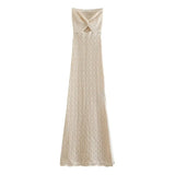 Foridol Bowknot Off Shoulder Knitted Summer Autumn Beach Dress Hollow Out Side Slit Maxi Long Sexy Sundress Bohemian Boho Dress