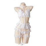 Porno Women Sexy Lingerie Set Lolita Costumes Erotic Cute Ruffles Pink Lace Kawaii Babydoll Soft Pajamas Cosplay Outfit