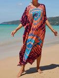2026 New Colorful Kaftan Tunic Beach Dress Beach Wear Beachwear Beach Cover Up Cover-upsLoose Maxi Dress Female Women V4428