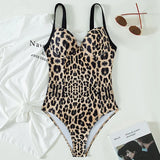 Leopard Underwired Bra Cup One Piece Swimsuit Women Swimwear Female High Cut Leg Monokini Push Up Bathing Suit Swim Bodysuit