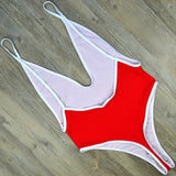 2025 Deep V Neck Thong Swimwear Women One Piece Swimsuit Female Trikini High Cut Monokini Backless Bathing Suit Swim Bodysuit