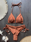 2026 Sexy Folds Bikini Set Solid Micro Bikinis Women Swimsuit Female Triangle Swimwear Beach Wear Bathing Suit