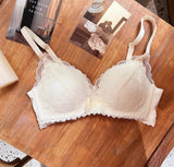 Wireless French Bralette for Small Chest, No Adjustable Push Up Lace Bra Set, Comfort Sexy Non Padded Lingerie for Women MOYISU