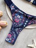 Fashion Print Halter Mini Thong High Cut Bikini Female Swimsuit Women Swimwear Two-pieces Bikini Set Bather Bathing Suit Swim