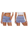 Women Knit Shorts Fold-Over Waist Elastic Comfy Striped Casual Shorts Pants Summer Fall Fashion Bohemian Short Pants