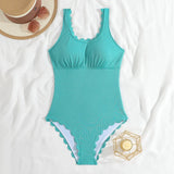 2026 Sexy Ruffle Swimsuit One Piece Solid Swimwear Women Bathers Bathing Swimming Swim Suit Female Beachwear XXL