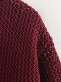 Foridol Autumn Winter New Burgundy Cardigan Women Knitted Long Sleeves Femme Casual Sueter Mujer Loose Short Sweater Buttons