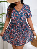 VigoJany 2026 Print Plus Size Tankini Swimwear Women Large V Neck Tied Curvy Dress Swimsuit Lady Big Beach 2 Piece Bathing Suit