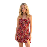 Women Summer Slip Dress Sleeveless Square Neck Sequins Slim Fit Slit Mini Dresses for Club Party