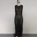 Hollow Out Sleeveless Crochet Knitted Tunic Beach Cover Up Cover-ups Mini Beach Dress Beach Wear Beachwear Female Women V6745