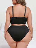 Plus Size Minimizer Lingerie Set, Sexy Side-smoothing Full Support Cami Bra & Panty