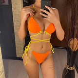 New Wrap Around Halter Wrinkled Bikini Women Swimwear Female Swimsuit Two-Pieces Bikini Set Bather Bathing Suit Swim Lady V4081
