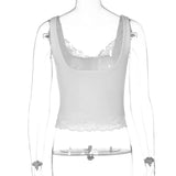 FDYOUI Chic Lace Patchwork Tank Tops for Women 2026 Summer Sleeveless Slim T-shirt Ladies Crop Top Y2K Streetwear Pink Corset
