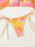 Printed Long Sleeve Bikini Women Swimwear Female Swimsuit Three-pieces Bikini Set Mini Micro Bather Bathing Suit Swim Beachwear