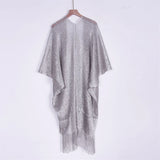 Sexy Fringe Tassel Mesh Sheer Shiny Knitted Tunic Beach Cover Up Cover-ups Beach Dress Beach Wear Beachwear Female Women V3321