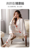 Mother's Day gifts for spring and summer high-quality pajamas, plum blossom white ice silk pajamas, women's summer home wear