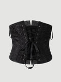 Sexy Leather Tight Corset Jacquard Waist Cincher Bust Support Shapewear New Lace-up Court Casaul Elegant Style Corset B8RO