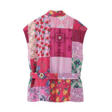 Women's Sleeveless Printed Strap Vest Embroidered Quilted Vest Women Floral Patchwork Gilet For Casual Wear Fashion Elegant YPGD