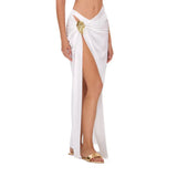 2025 New Sexy Tube Top Bikini set and Skirt Swimwear Women Metal Decoration Bodysuit Lace-up Bathing Suit Beachwear Biquini