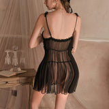White Sexy Lingerie Women's Underwear Mesh See Through Babydoll Nightdress And Thongs Pijamas Sets Female Erotic Costumes