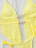 DEKA Yellow String Bikinis Halter Triangle Micro Bikini Set Thong Ruffled Ruched Sexy Swimsuit Women 2025 Swimwear Bather De Muj