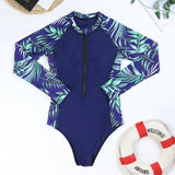 Women Two Pieces Vintage Print Rash Guard Swimwear Long Sleeve Shirt Shorts Surf Top Retro Print Running Shirt Split Swimsuit