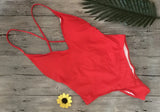 S - XXL V Neck Scrunch Butt Female Swimwear One Piece Swimsuit Women Backless Monokini High Cut Leg Bathing Suit Swim Bodysuit