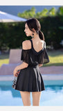 New Swimsuit for Women Soaking in Hot Springs, Concealing Flesh and Slimming, Conservative One-piece Skirt, Flat Angle Swimsuit