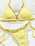 2026 Wrinkled Crinkled Halter Bikini Women Swimwear Female Swimsuit Strappy Bather Bathing Suit Swim Two-pieces Bikini set K8057