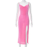 Elegant Sexy Evening Party Dress for Women 2022 New Midi Long Bodycon Slip Dresses Summer Thigh Split Vestidos De Fiesta