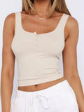 Phantasy Y2K Women's Tank Top Fashion Tees Basic Strapless U Neck Camisole Sexy Button Up Tanks 2026 New Summer Women Clothing