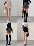 Mature Pure Desire Sexy High Waist Hip Slit Anti-Exposure Bodycon PU Leather Mini Skirt Fashion Sexy Women Mini Skirts 99JO