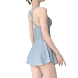 New Plus Size High-end Integrated Slim Fit Waist Sports Hot Spring Vacation Small Fresh Flat Angle Women's Swimsuit