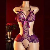 Fancy Underwear Hanging Neck Erotic Suit 18 Crotch Open Temptation Hot Crotchless Lingerie For Woman Of Desire Bold Lencerias