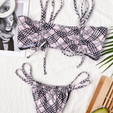 2026 Sexy Bikini Women Swimwear Swimsuit Double Straps Plaid Black Bikinis Set Bathing Suit Beach Bikini Female Push Up Biquinis