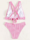 2025 Wrinkled Crinkled Bikini Women Swimwear Female Swimsuit Two-pieces Bikini Set High Cut Bathing Suit Swim Beach Wear Lady