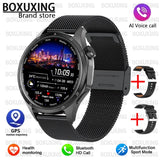 BOXUXING 2026 New GPS Sports Smart Watch Men 360*360 AMOLED Screen Heart rate Bluetooth Call IP67 Waterproof Man Smartwatch Man