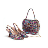 doershow beautiful BLUE Italian Shoes And Bag Sets For Evening Party With Stones Italian Leather Handbags Match Bags!  HWS1-1