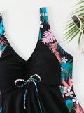Strappy Printed Tankini 2026 Large Plus Size Swimsuit Women Beach Dress Swimwear Female Bathers Bathing Swimming Swim Suit 4XL