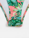 2026 Sexy Bikini Bandeau Women Push Up Swimwear Swimsuit Pleated Leaf Print High Waist Backless Bikinis Set Beach Bathing Suit